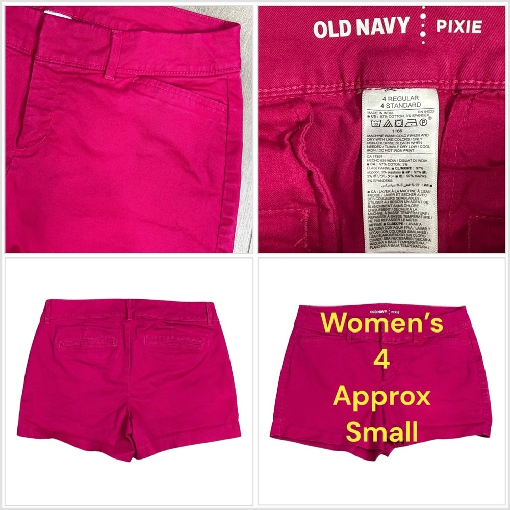 Women's Old Navy Pixie 4 Small Shorts Chino Khakis Pink Stretch 4 Pockets EUC